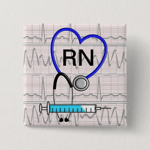 Bóton Quadrado 5.08cm Estetoscópio do botão da enfermeira diplomada