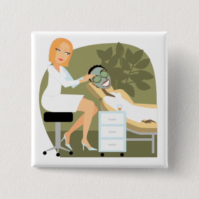 Bóton Quadrado 5.08cm Esthetician do botão (Frente)