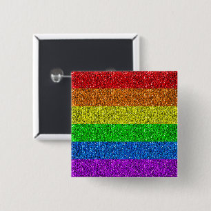 Bóton Quadrado 5.08cm Estilhaço brilhante do arco-íris com bandeira LGBT