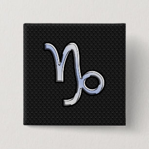 Bóton Quadrado 5.08cm Estilo Chrome Capricórnio Sign on Cobra Skin Decor