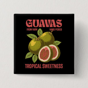 Bóton Quadrado 5.08cm Estilo de Arte Gráfica Comercial da Fruta de Guava
