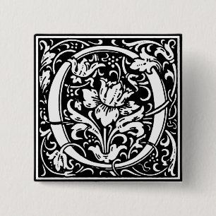 Bóton Quadrado 5.08cm Estilo Renascentista Alfabeto - Letra O - Pino