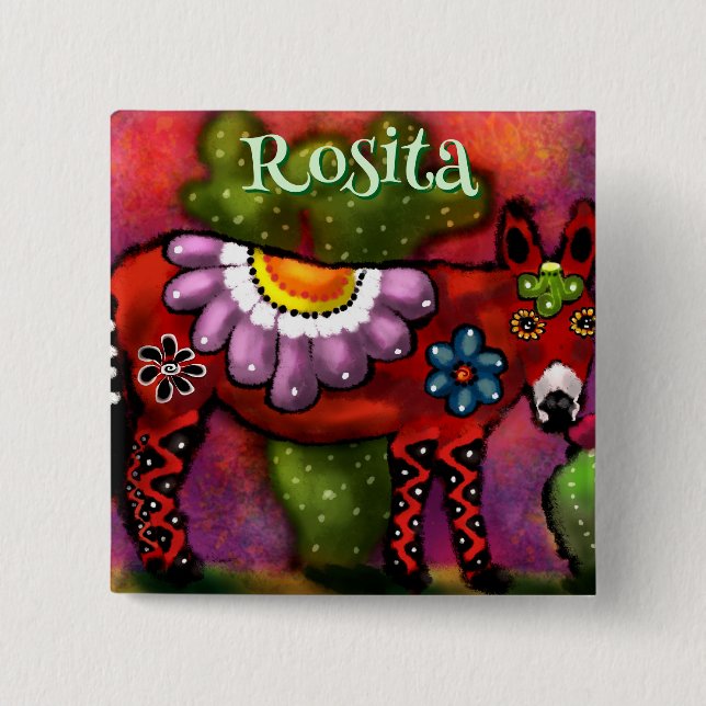 Bóton Quadrado 5.08cm Estilo Talavera do Sudoeste Personalizado (Frente)