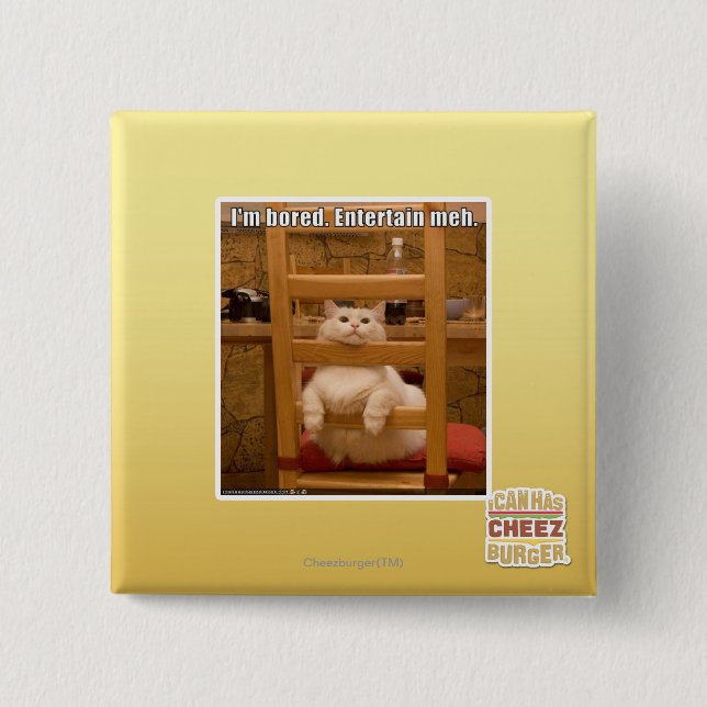 Bóton Quadrado 5.08cm Estou entediado. (Frente)