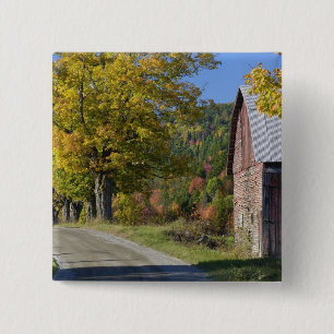 Bóton Quadrado 5.08cm Estrada ao lado do celeiro/fazenda rurais