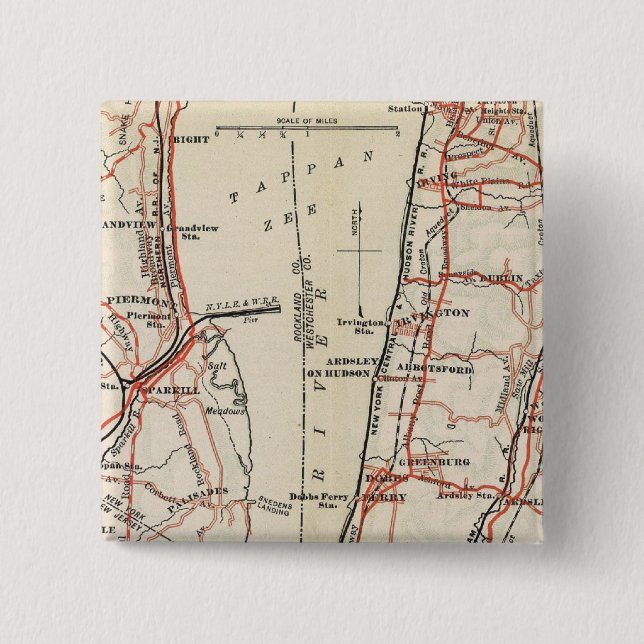 Bóton Quadrado 5.08cm Estradas de bicicleta em Nova York e Connticut 7 (Frente)