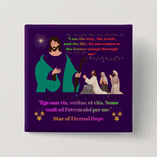 Bóton Quadrado 5.08cm Estrela da Esperança Eterna roxo escuro (Frente)