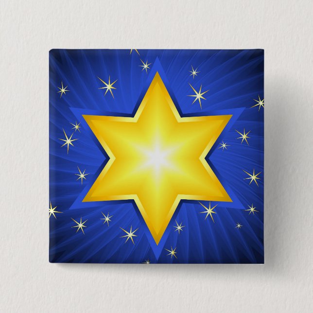 Bóton Quadrado 5.08cm Estrela de David (Frente)