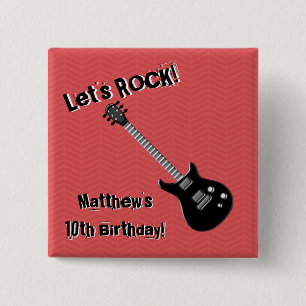 Bóton Quadrado 5.08cm Estrela do rock da guitarra