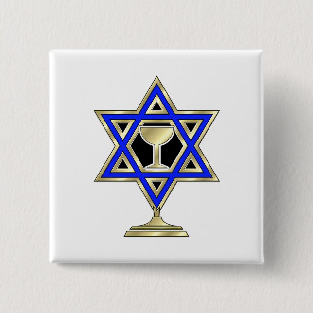 Bóton Quadrado 5.08cm Estrela judaica (Frente)