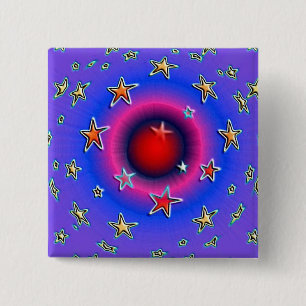 Bóton Quadrado 5.08cm Estrelas