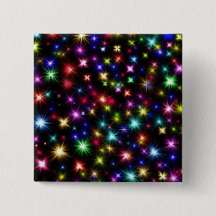 Bóton Quadrado 5.08cm Estrelas coloridas Fireworks Design-27317