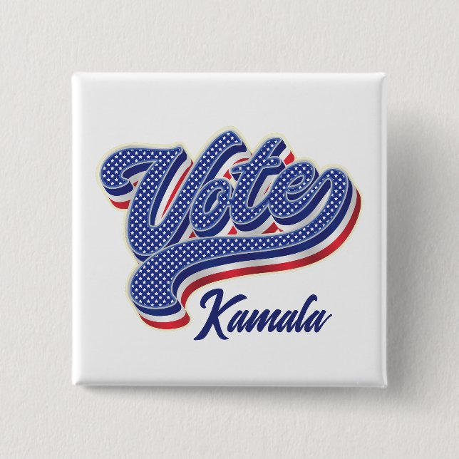 Bóton Quadrado 5.08cm Estrelas de Voto e Stripes - Eleições (Frente)