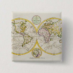 Bóton Quadrado 5.08cm Estúdio disparado do mapa do mundo antigo