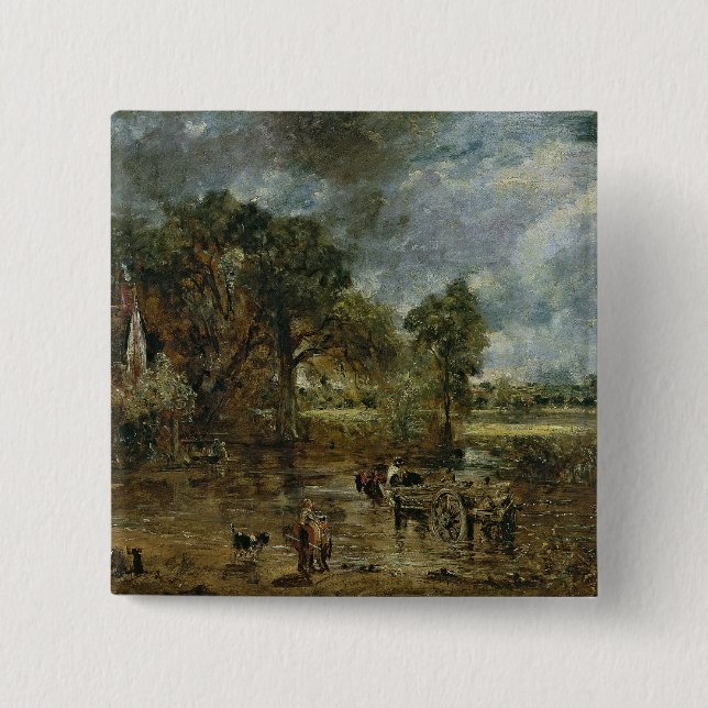 Bóton Quadrado 5.08cm Estudo completo de John Constable | para 'o feno (Frente)