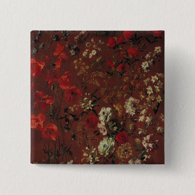 Bóton Quadrado 5.08cm Estudo das flores, 1720 (Frente)