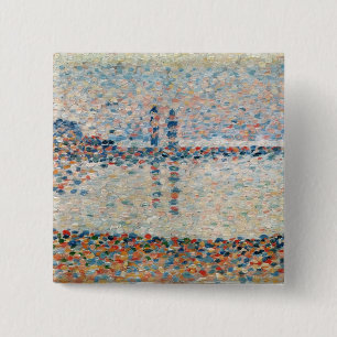 Bóton Quadrado 5.08cm Estudo de Georges Pierre Seurat para 'o canal em