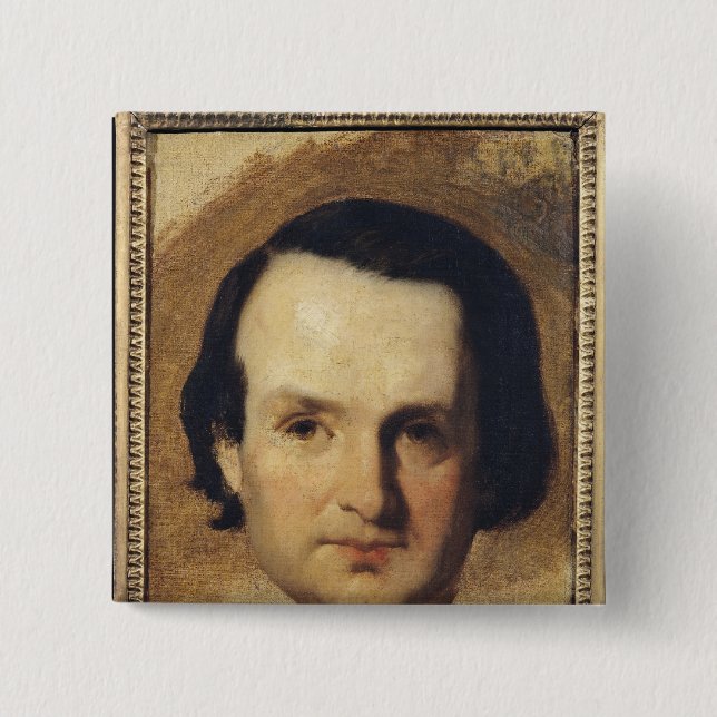 Bóton Quadrado 5.08cm Estudo para um retrato de Victor Hugo c.1836 (Frente)