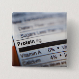 Bóton Quadrado 5.08cm Etiqueta da nutrição da comida
