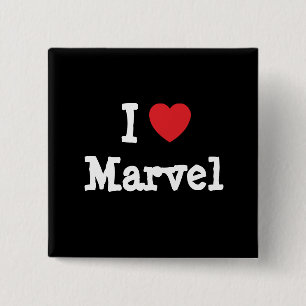 Bóton Quadrado 5.08cm Eu adoro Camiseta Marvel Heart