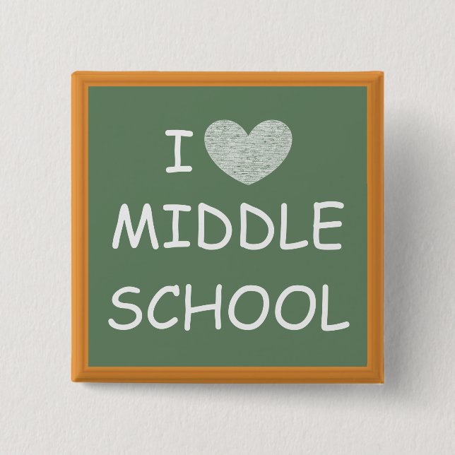 Bóton Quadrado 5.08cm Eu Adoro Escola Média (Frente)