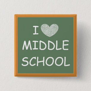 Bóton Quadrado 5.08cm Eu Adoro Escola Média