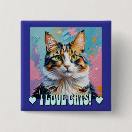 Bóton Quadrado 5.08cm Eu Adoro Gatos!