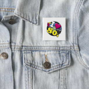 Bóton Quadrado 5.08cm Eu amo a anos 80