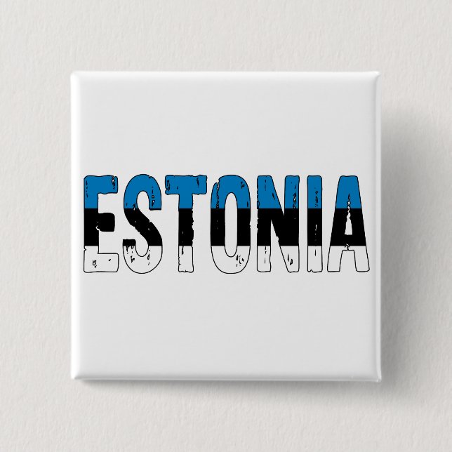 Bóton Quadrado 5.08cm Eu amo a Estônia (Frente)
