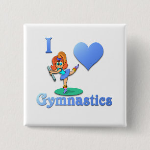 Bóton Quadrado 5.08cm eu amo a ginástica #1