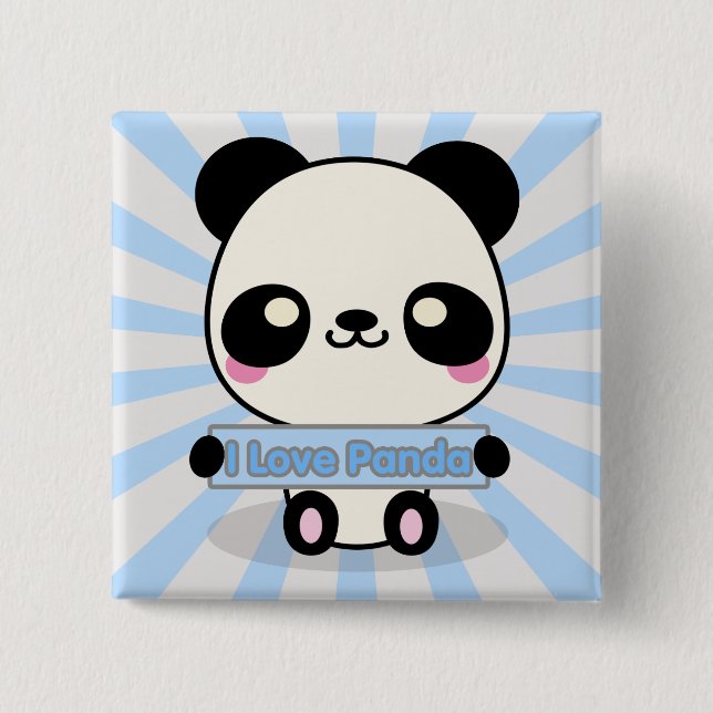 Bóton Quadrado 5.08cm Eu amo a panda (Frente)