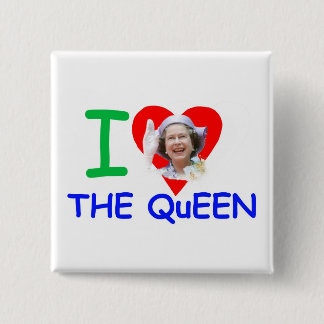 Bóton Quadrado 5.08cm Eu amo a Rainha - Rainha Elizabeth II