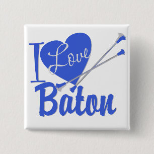 Bóton Quadrado 5.08cm Eu Amo Baton