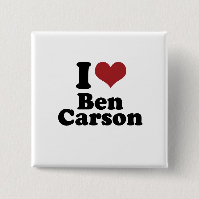 Bóton Quadrado 5.08cm Eu amo Ben Carson para o presidente (Frente)