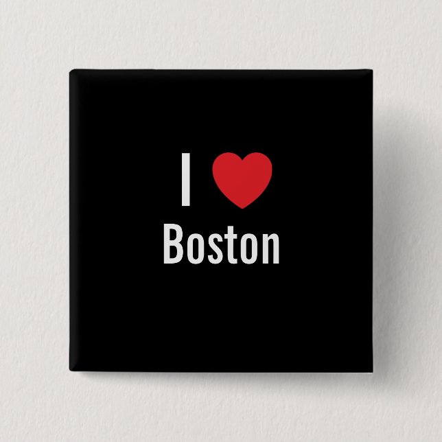 Bóton Quadrado 5.08cm Eu amo Boston (Frente)