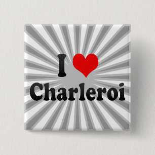 Bóton Quadrado 5.08cm Eu amo Charleroi, Bélgica