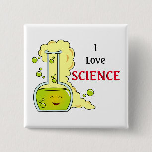 Bóton Quadrado 5.08cm Eu Amo Frasco de Química