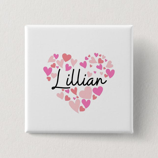 Bóton Quadrado 5.08cm Eu amo Lillian (Frente)