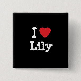 Bóton Quadrado 5.08cm Eu amo Lily Heart Shirt