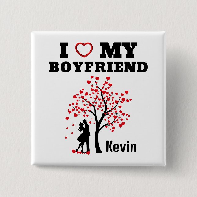 Bóton Quadrado 5.08cm Eu amo meu Namorado (Frente)