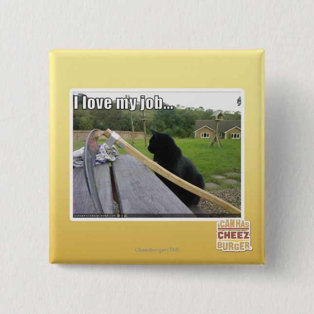 Bóton Quadrado 5.08cm Eu amo meu trabalho (Frente)