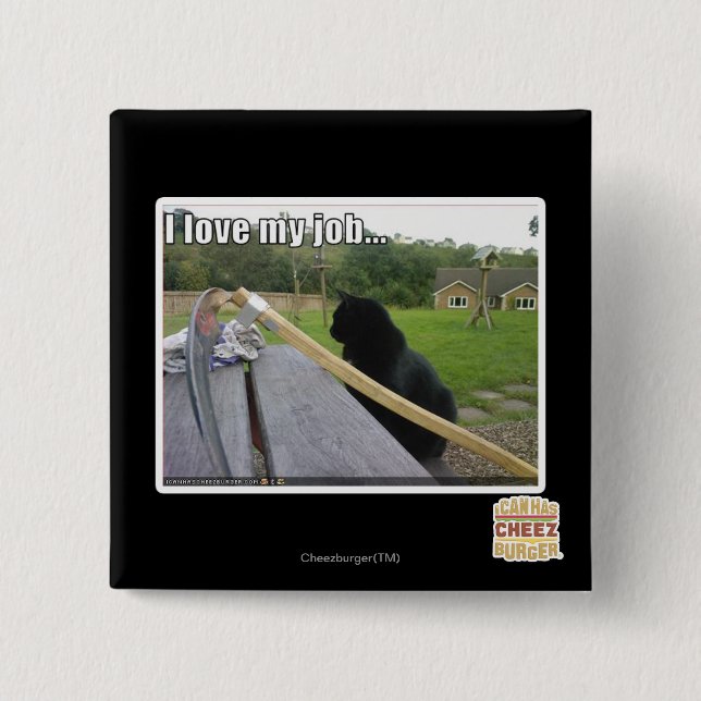 Bóton Quadrado 5.08cm Eu amo meu trabalho (Frente)