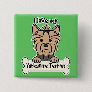 Bóton Quadrado 5.08cm Eu amo meu yorkshire terrier