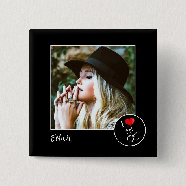 Bóton Quadrado 5.08cm Eu Amo Minha Foto Personalizada Do Sis - Personali (Frente)