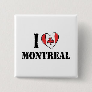 Bóton Quadrado 5.08cm Eu amo Montreal Canadá