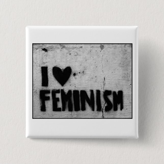 Bóton Quadrado 5.08cm Eu amo o feminismo (Frente)