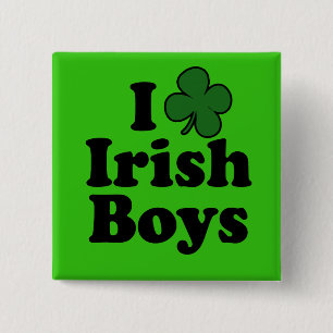 Bóton Quadrado 5.08cm Eu amo o Pin irlandês do botão do trevo dos