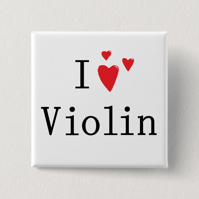 Bóton Quadrado 5.08cm Eu amo o violino (Frente)