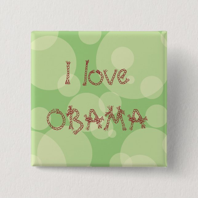 Bóton Quadrado 5.08cm Eu amo OBAMA (Frente)