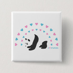 Bóton Quadrado 5.08cm Eu Amo Panda